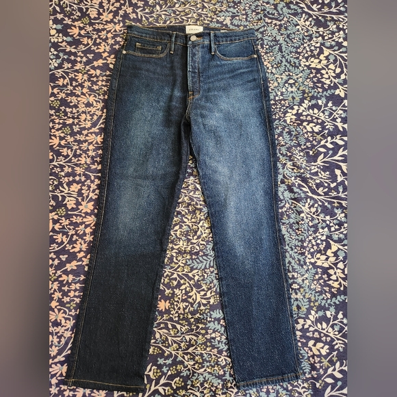 Frame Le Sylvie Slender Straight High Rise Blue Jeans Size 30 - Picture 2 of 12